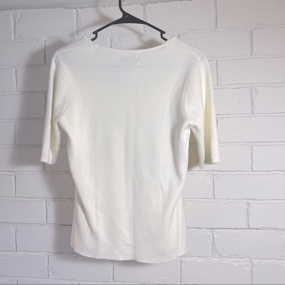 Yarnworks white short sleeve blouse size medium new with tags - Picture 2 of 5